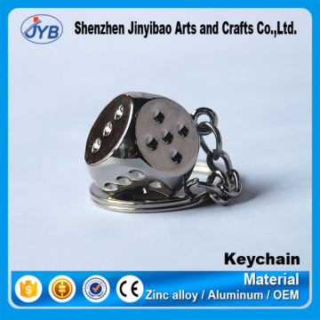 Cheap metal key chain custom logo 3d dice shape keyring for promotion