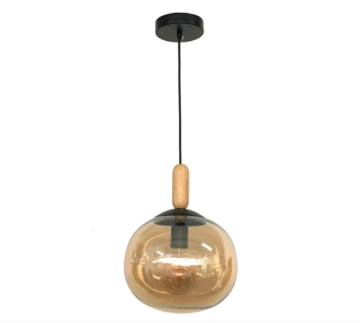 Elegant warm light amber glass single pendant lamp