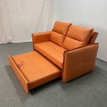 Modern Orange Faux Leather Two Seater Sleeper Sofa Beds for Living Room