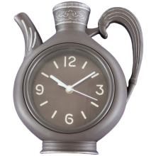 Vintage Teapot Wood-Grain Wall Clock