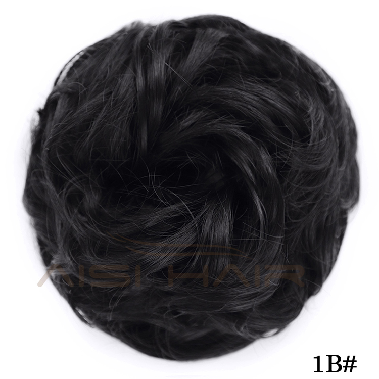 Aisi Hair Synthetic Chignon Donut Black Curly Bun Pad Chignon Elastic Rope Rubber Band Hairpiece Extension For Black White Women