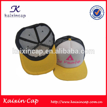 custom print logo sponge mix polyester flat brim trucker cap