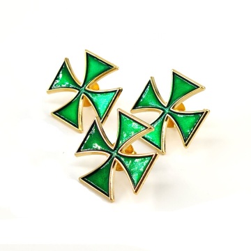 Custom Masonic Grand Cross Lapel Pin: Four-Leaf Clover Enamel Design