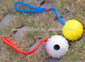 dog ball on a rope, rubber ball with rope