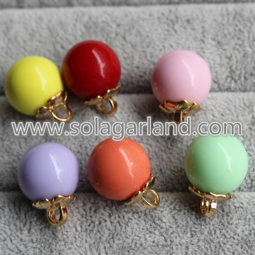 16MM Acrylic Plastic Round Beads Ball Dangle Pendants