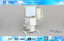 Double Layer Free Standing Stand Clothes Hanger Rack with F