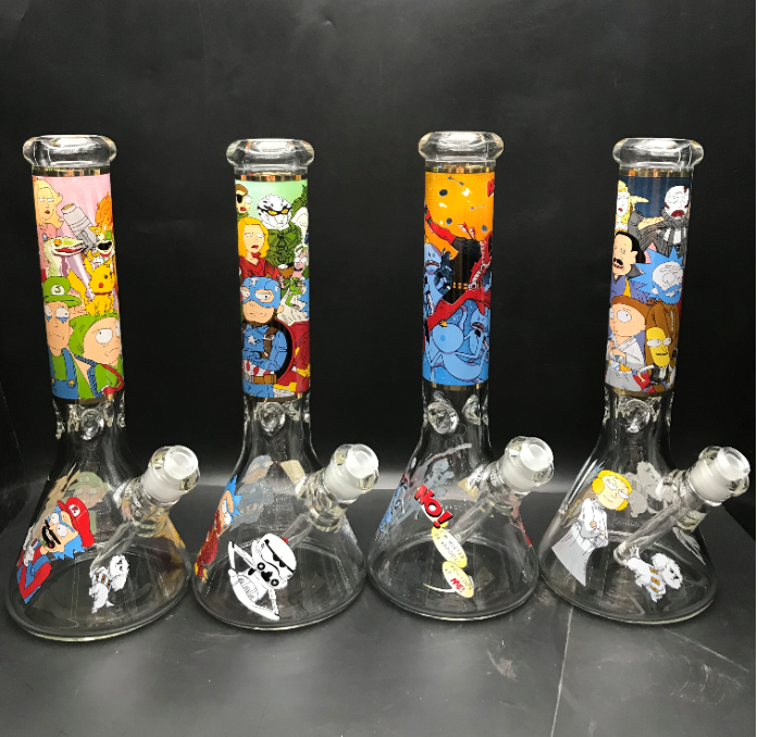 Thick Glass Beaker Bongs With Cartoon Characters