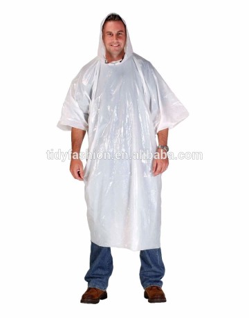 Waterproof White Rain Poncho With Sleeves