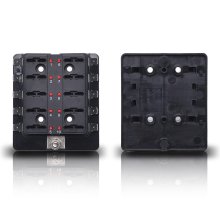 10 Way Terminal Fuse Box with LED Indicators - Standard Automotive Blade Fuse Holder