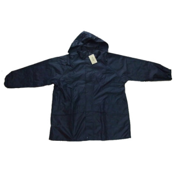 Black Nylon Raincoat with hood
