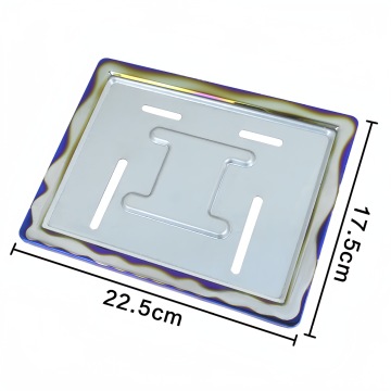 Stainless Steel Motorcycle License Plate Frame with Grilled Blue Border