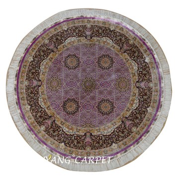5'x5' Round Handmade Tabriz Persian Silk Rug