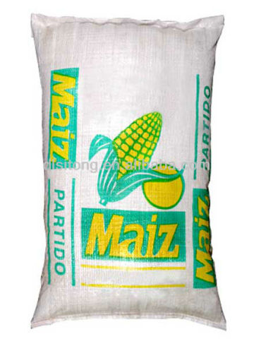 white PP woven maize/corn/grain bag printing one side