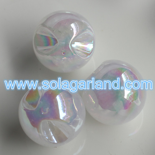 22MM Acrylic Round UV Color Bead Pendants Charms With 4MM Offset Hole