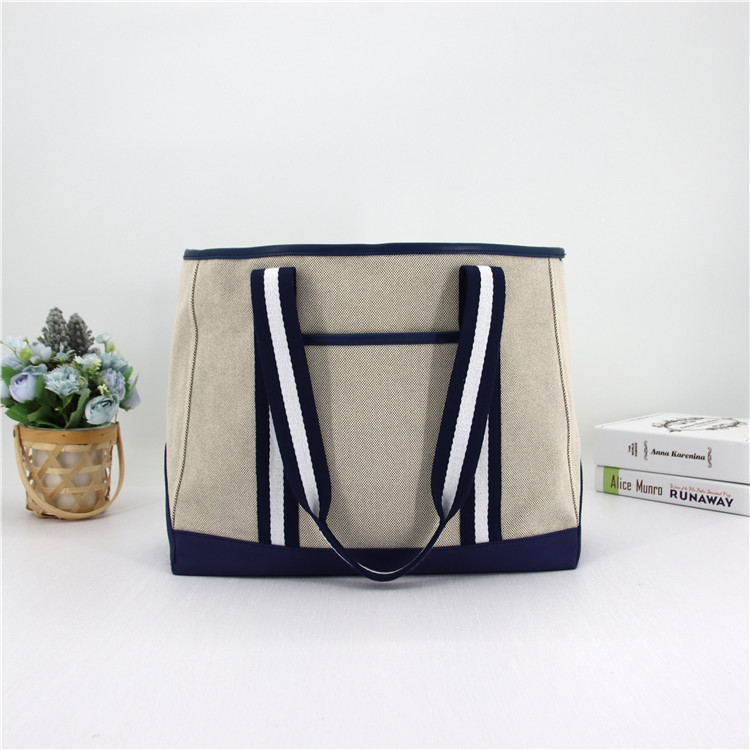 Eco-Friendly Large Jute Women Tote Handbag Cotton Leather Tote bag