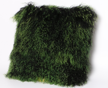 Mongolian Lamb Skin Pillow Dark Green