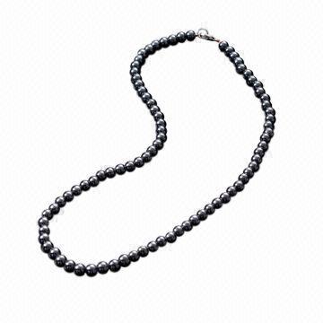 Healthful Simple Black Gallstone Beaded Necklace in Black