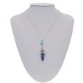 Lapis lazuli Feather Hexagonal Prism Pendant Choker Kalung