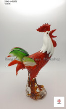 Natural Rooster Glass Sculpture