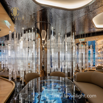 Popular bamboo shape three-dimensional chandelier restaurant chandelier white chandelier