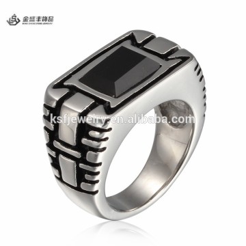 Fashion Stainless Steel Black Onyx Opal Ring for Men Wholesale 2015