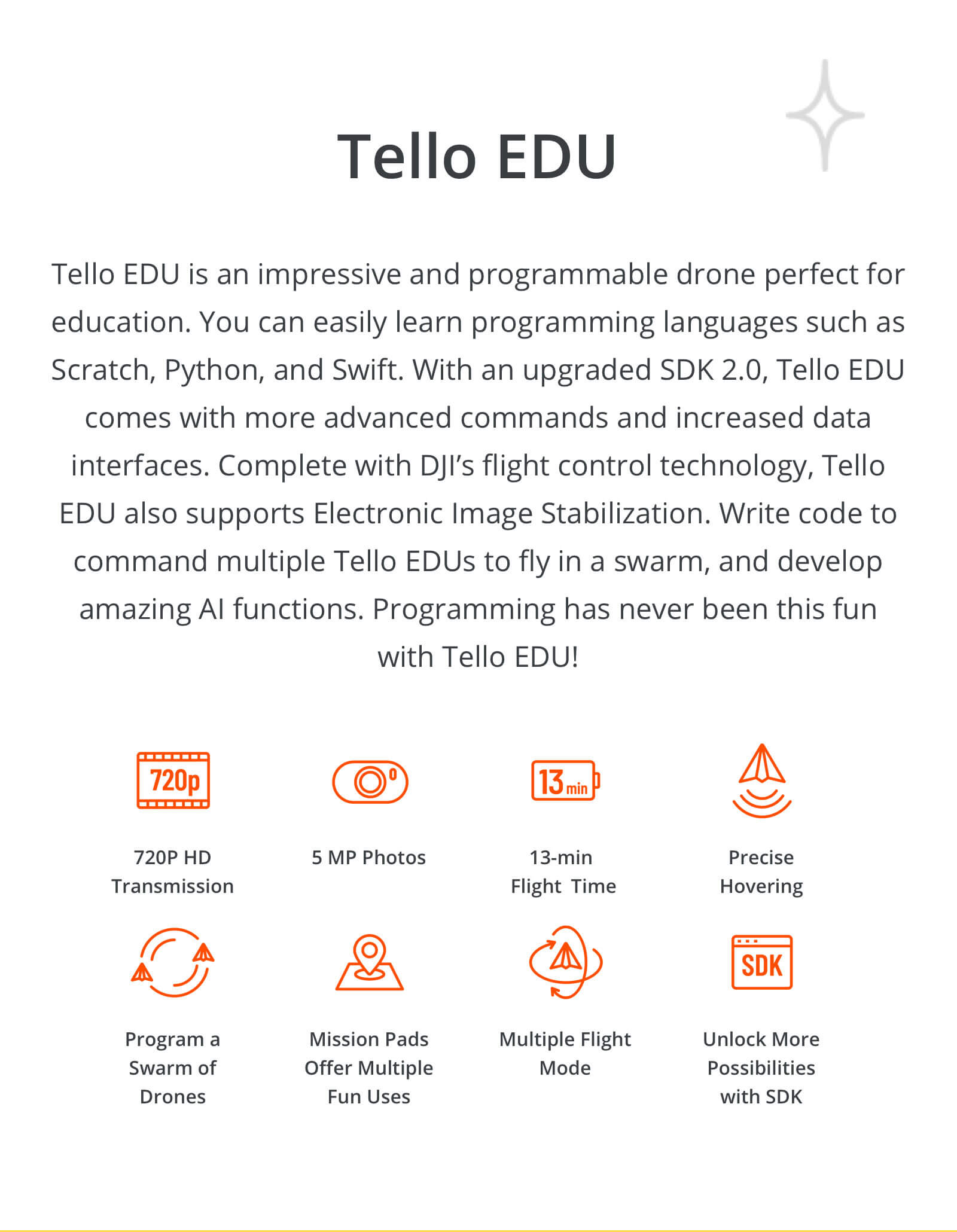 DJI Tello EDU programmable drone for education
