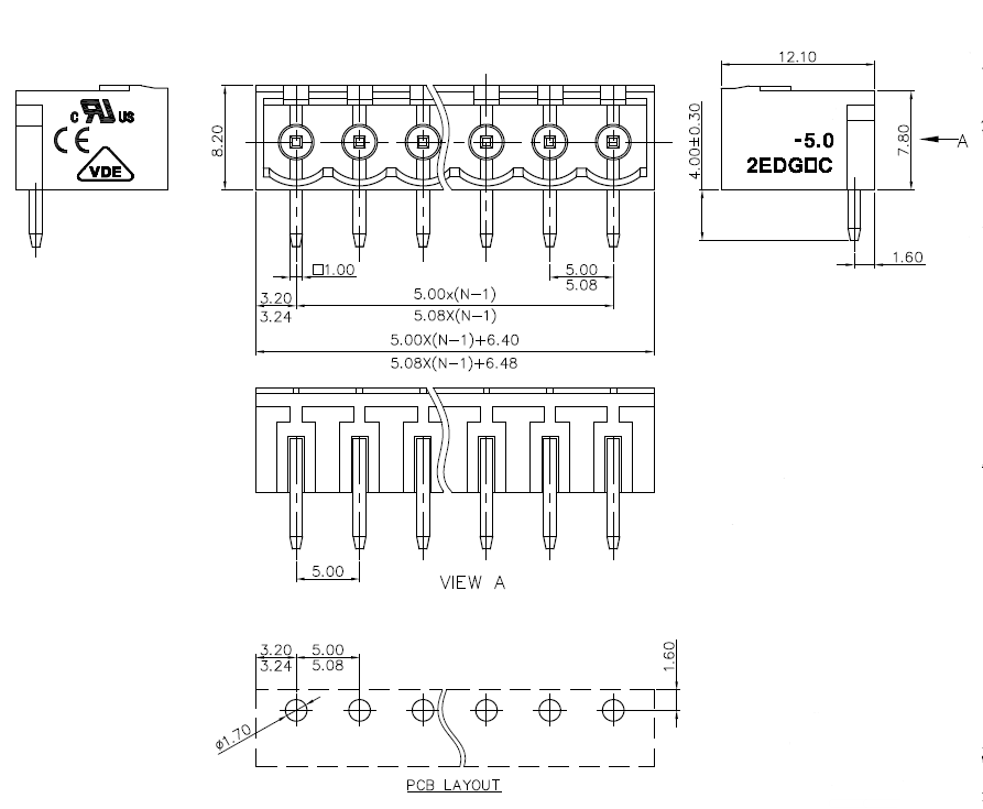 90 Degree PCB Terminal Block