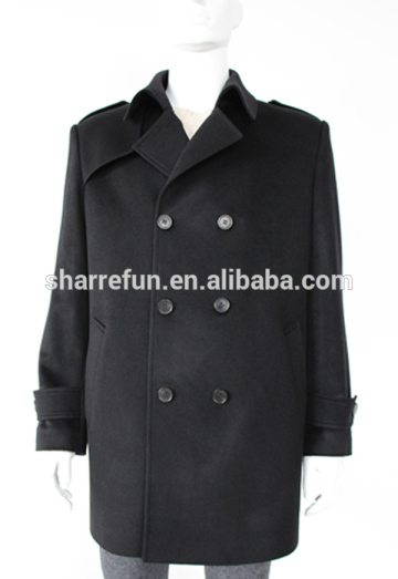 Black men's cashmere wool coats