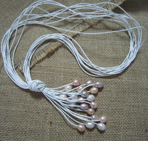 Fashion Large Pearl Necklace, Pearl Pendant, Costume Pearl Jewelry, Pearl Leather Necklace