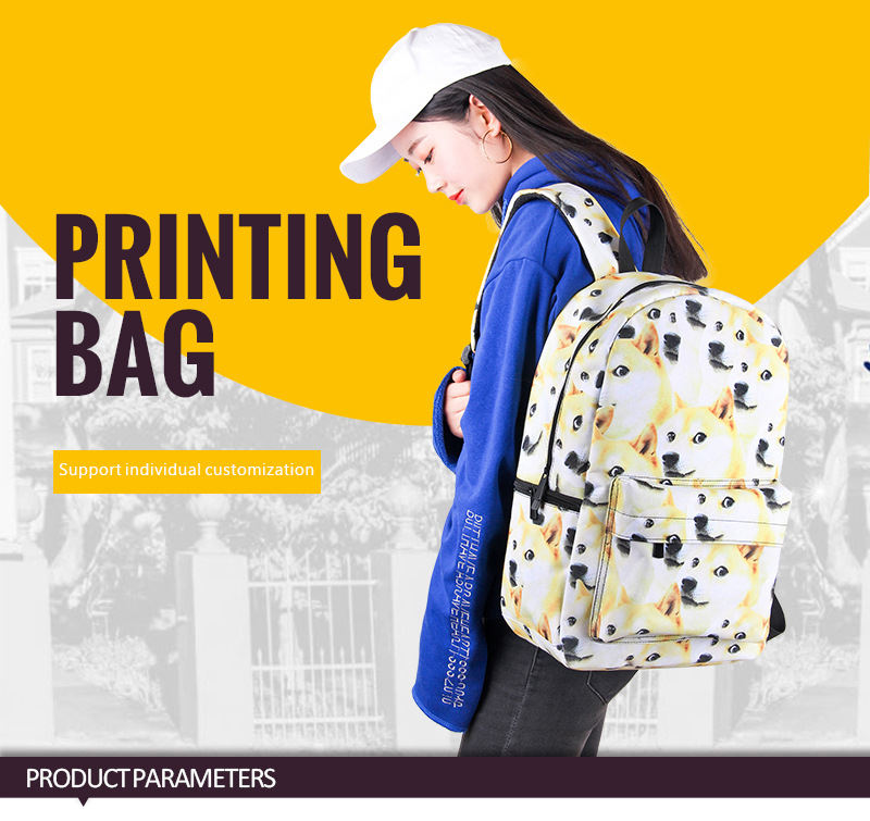 Wholesale blank sublimation full print waterproof backpacks zoo animal shoulders backpack school bag