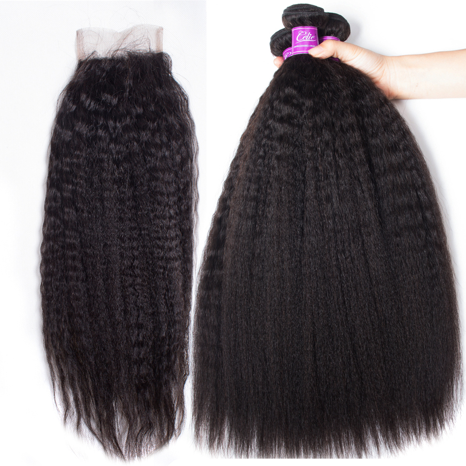 CELIE Cuticle Aligned Raw Virgin Hair Factory Price 4x4 Kinky Straight Thin Lace Frontal Closure