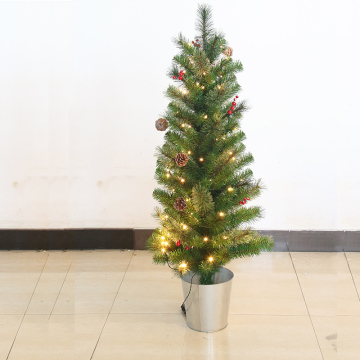 4 Foot Spruce Tree With Silver Pot Christmas tree pot stand