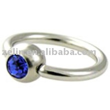 blue gem captive bead ring