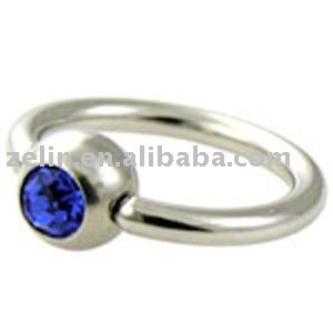 blue gem captive bead ring