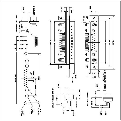 PDR21W4-MXXXXX01 POWER D-SUB 21W4 Right Angle PCB-MALE TYPE 