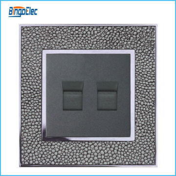 UK model double tel computer wall socket for home system