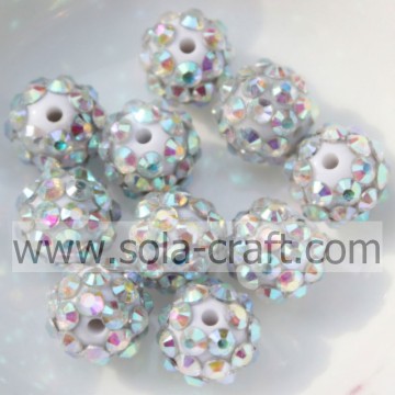 Wholesale Silver AB Color Solid Resin Rhinestone Loose Beads 10*12MM
