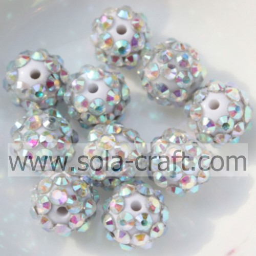 Großhandel Silber AB Farbe Festharz Strass Lose Perlen 10 * 12MM