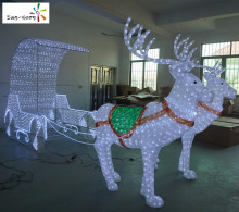 Beatutiful outdoor decorative plastic sleigh with led light reindeer for sale