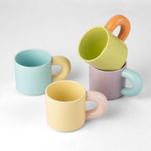 Nordic Style Contrast Color Ceramic Coffee Mug with Big Fat Handle