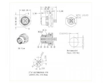 Female Lock Front PG 9 D-Code Unshielded