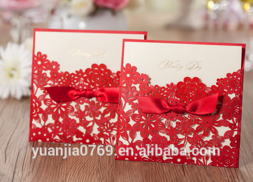 Die cut red wedding cards