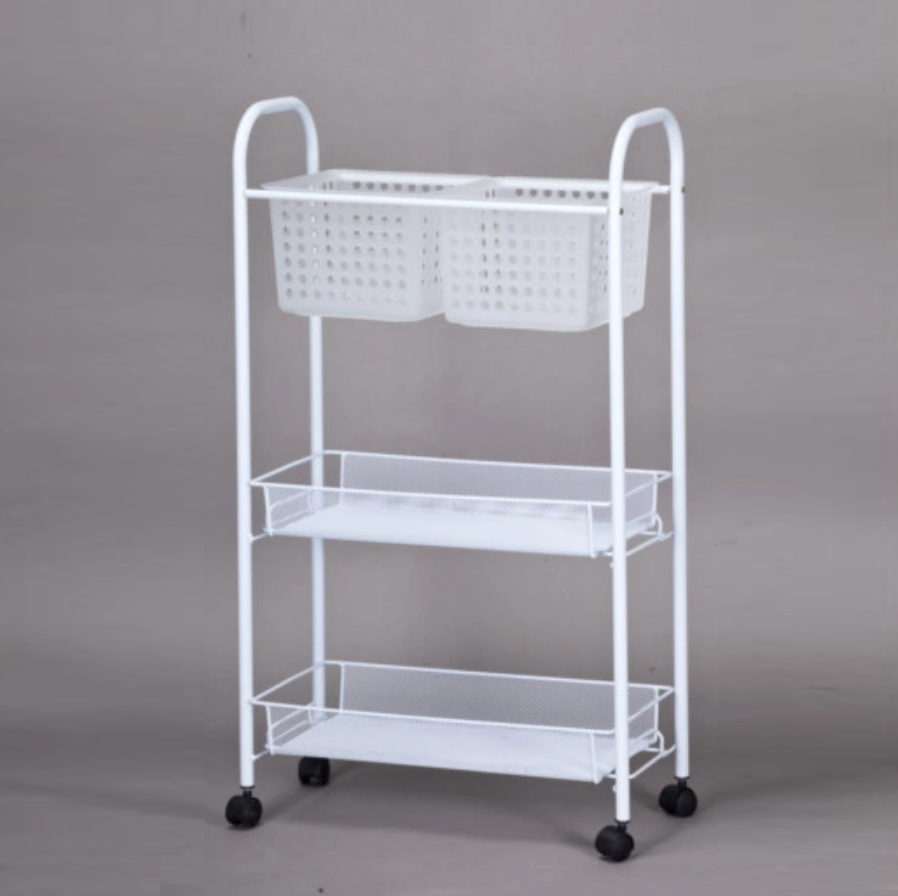 Three-tier storage trolley for kitchen