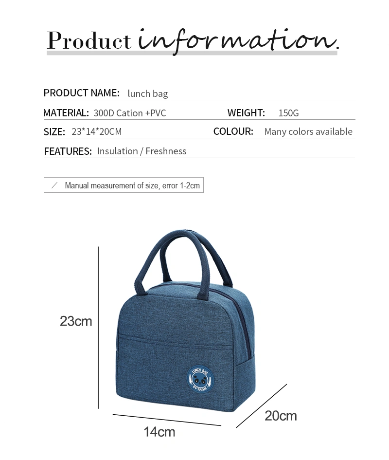 Insulated Keep Fresh Warm Tote Handbag Outdoor Thermal Cooler Bag Insulated Lunch Bag