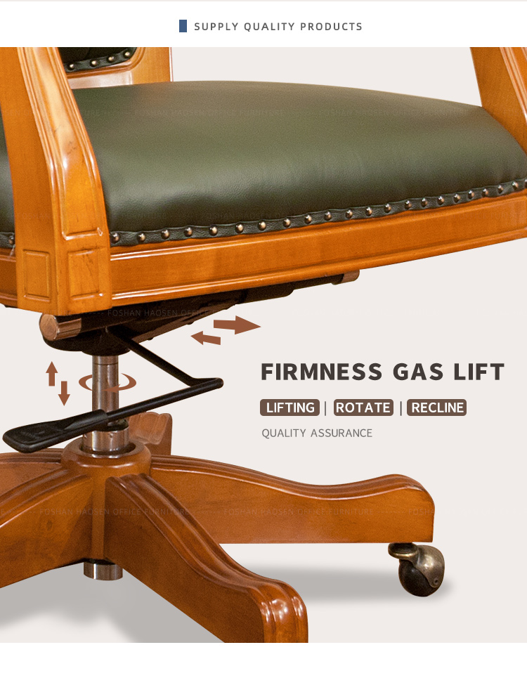HAOSEN K204 high back swivel chair luxury office furniture leather wooden executive office chairs