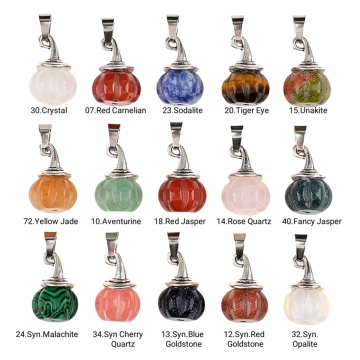 Gemstone Pumpkin Wizard Hat Charms Witch Hat Charm Halloween Miniature Hat Charm Crystal Beads Magic Hat Pendant Charm