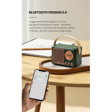 Mini haut-parleur sans fil en cuir vintage en cuir portable
