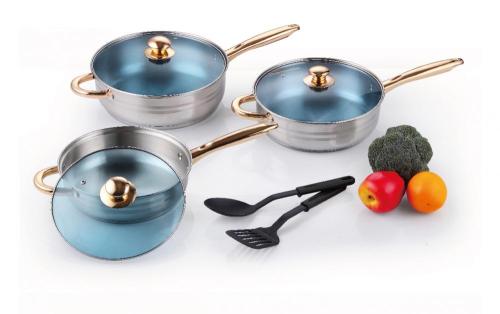 Stainless Steel Cookware Set with Nylon Kitchen Tools