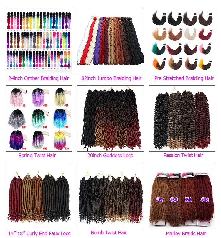 jumbo braids 82 inch Synthetic heat resistant Fiber 165g/piece pure color crochet Jumbo Braid Hair Extensions