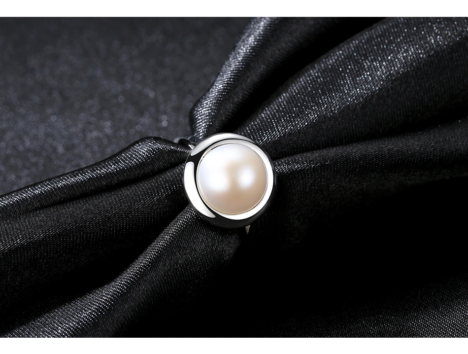 Elegant Jewelry S925 Silver Round Freshwater Pearl Rings